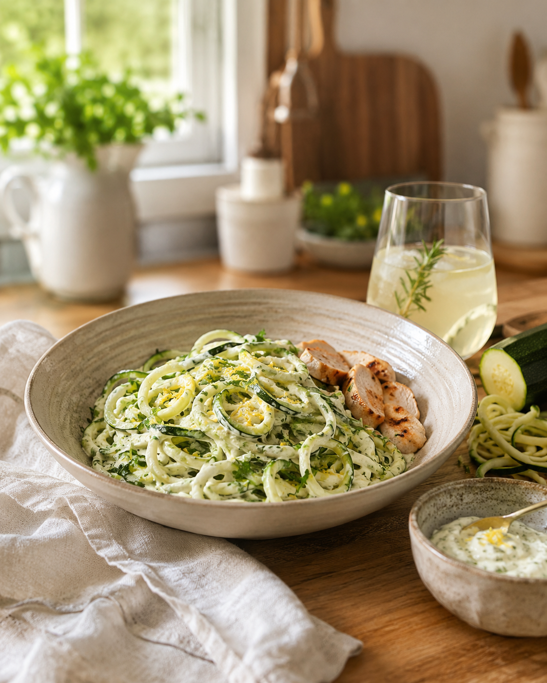 Spaguetis Express VS22 de Zucchini con Salsa Cremosa Liviana