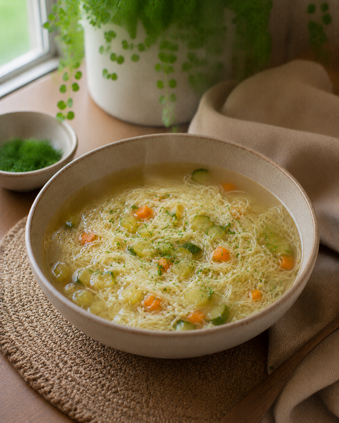 Fideos Finos VS22 Tipo Cabello de Ángel con Caldo Claro de Verduras