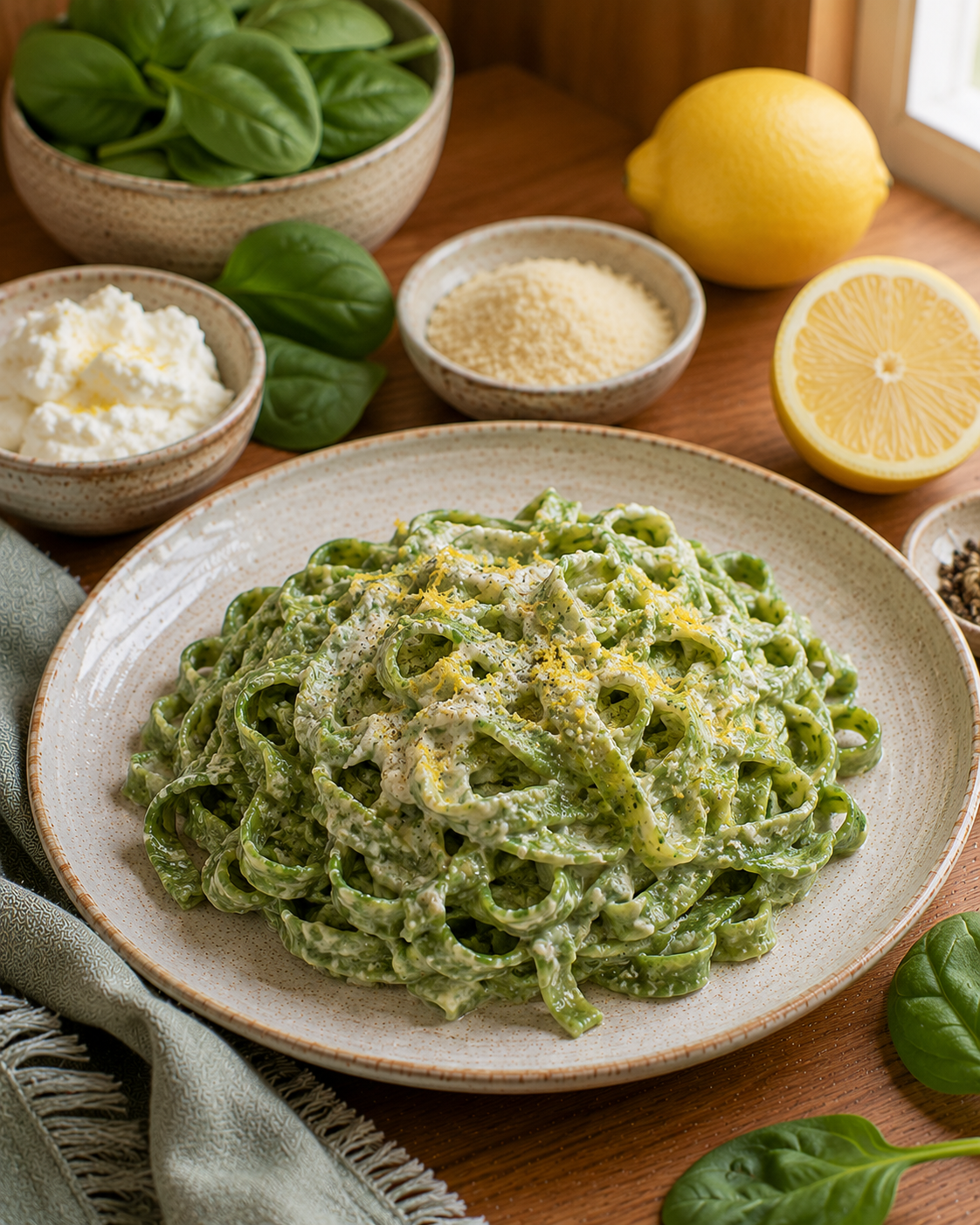 Pasta VS22 Verde de Espinaca con Salsa Cítrica de Ricota