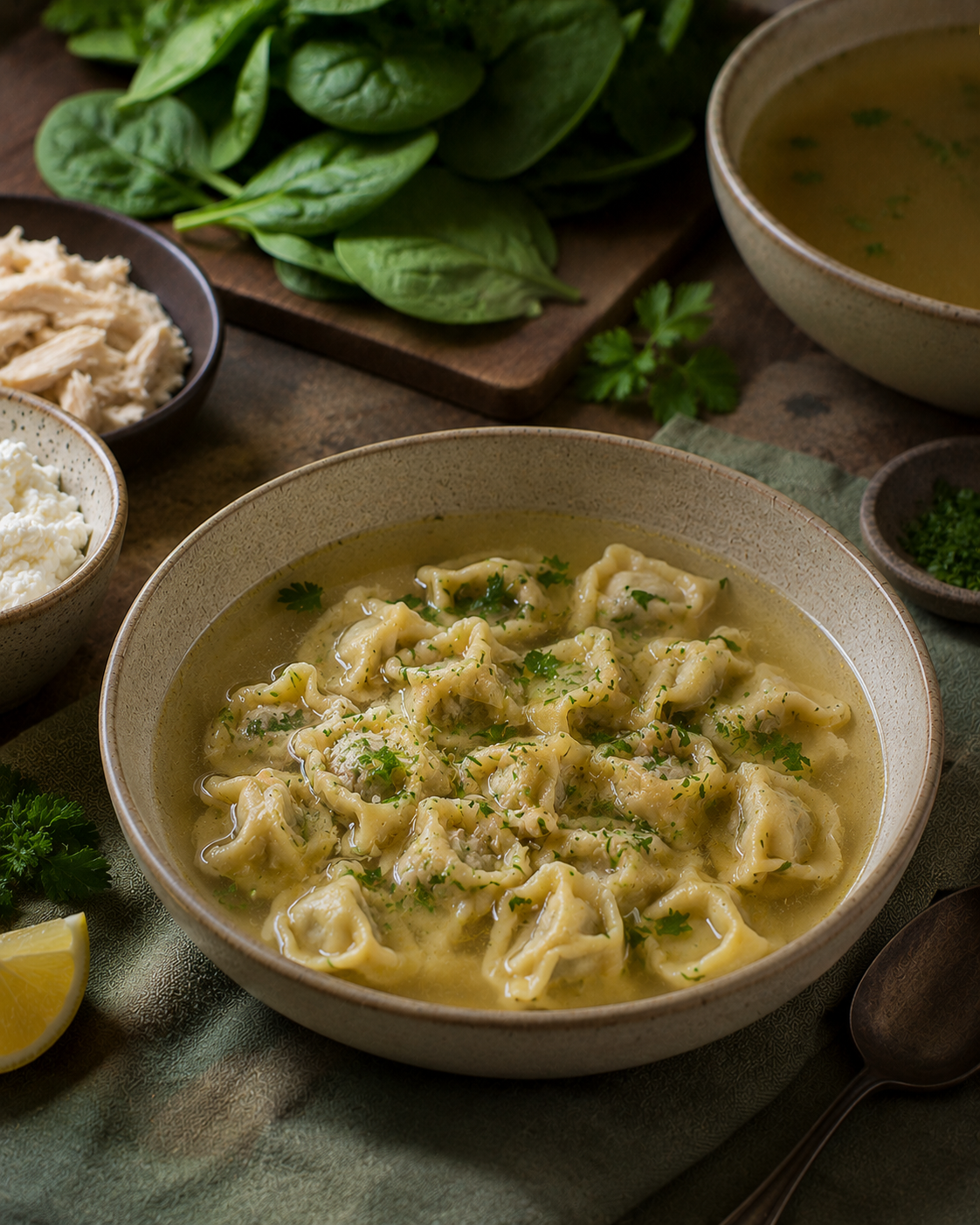 Capelletti VS22 de Pollo y Espinaca con Caldo Claro