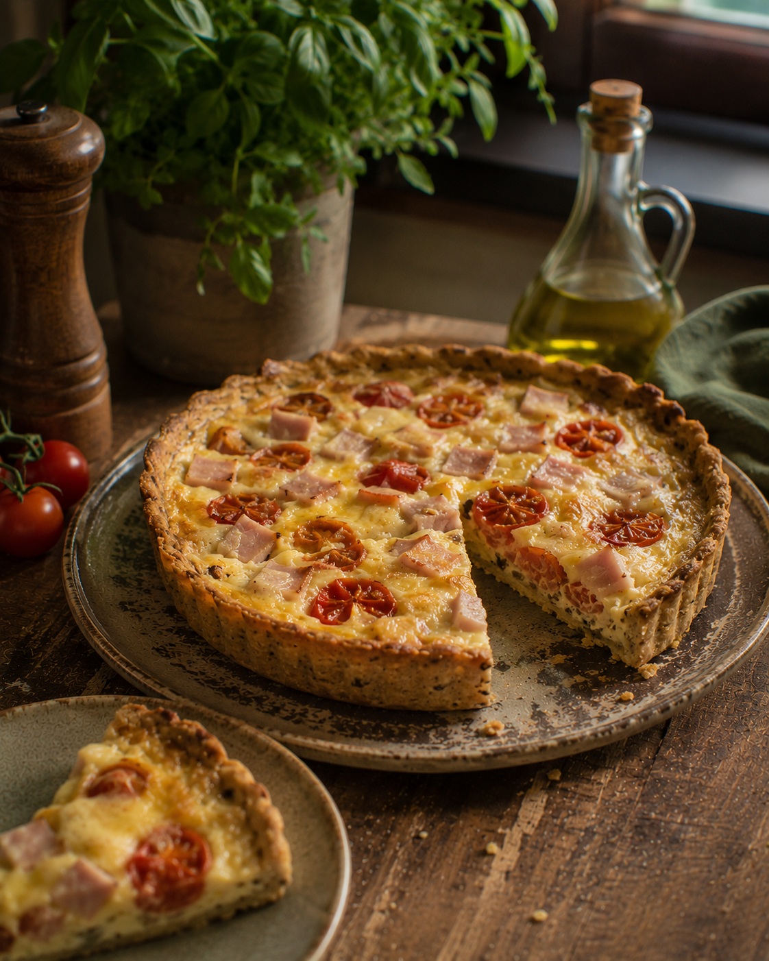 Tarta VS22 De Jamón Natural, Queso Y Tomates Cherry