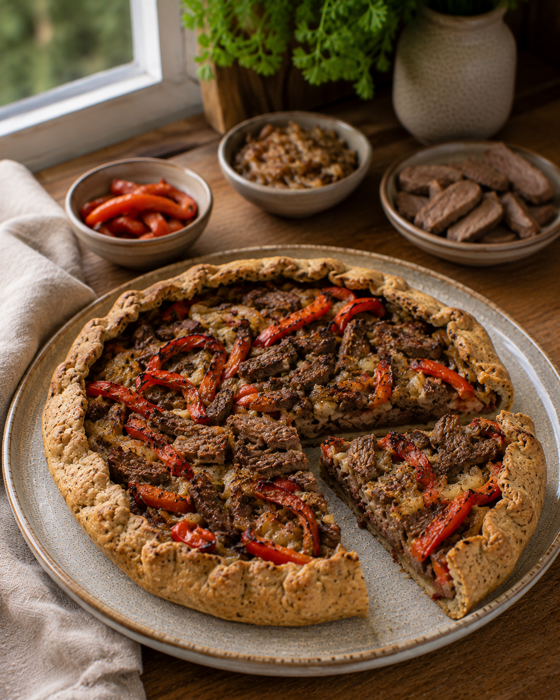 Tarta VS22 De Carne Asada, Morrón Y Cebolla Caramelizada Sin Azúcar