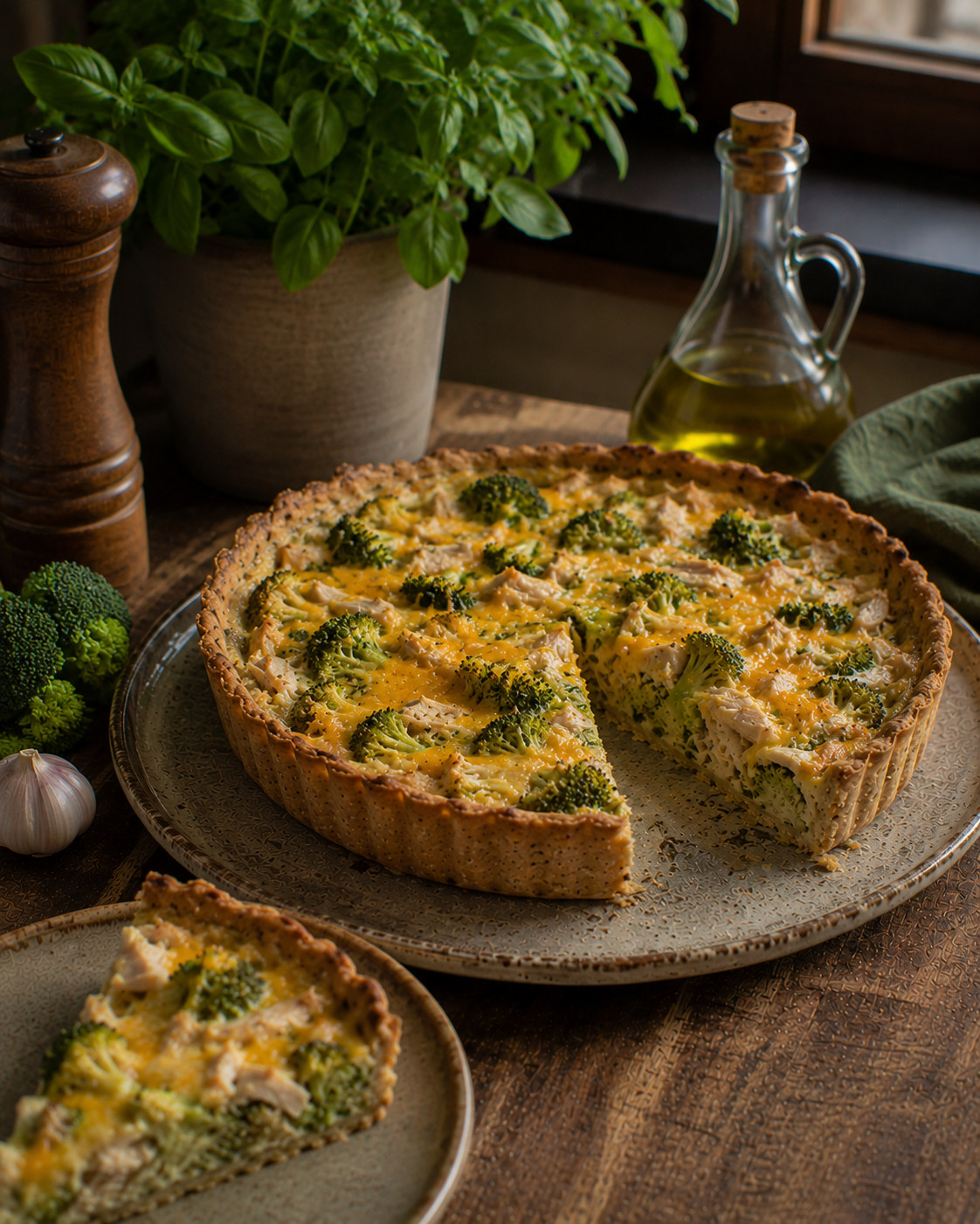 Tarta VS22 De Brócoli, Cheddar Suave Y Pollo